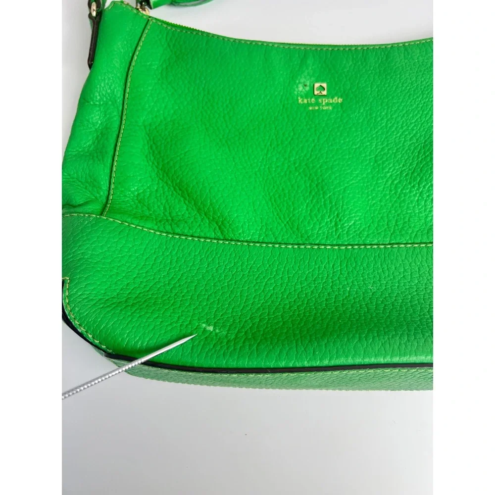 Kate Spade Green Pebbled Leather Tassel Shoulder Hobo Bag Purse Y2K Color Pop